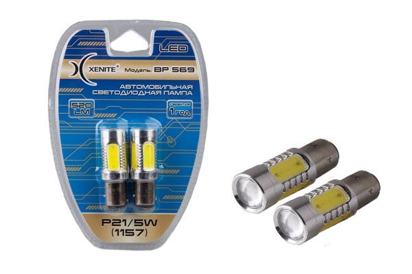   P21/5W (BAY15d - 2- .) CREE+4 EPISTAR WHITE (/ 2.) 12/24V